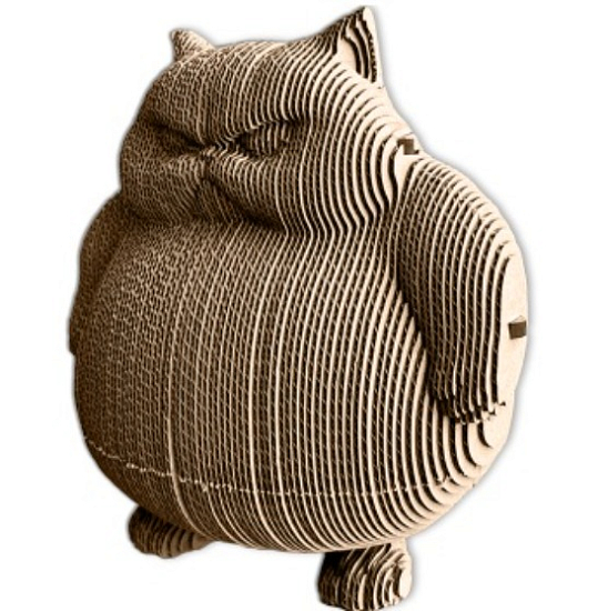 Картонный 3D конструктор QBRIX Злой кот-копилка