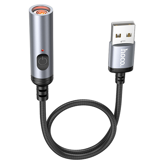 Прикуриватель, USB HOCO, UA30, серебряный