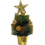 Искусственная ёлка настольная «Зимнее волшебство. Звёздная» в горшочке, шары и ягодки, 27 см, ветки ПВХ отгибаются