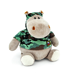 Мягкая игрушка "Бегемот Военный" , 20см