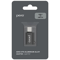 Переходник OTG PERO AD02 Type-C черный