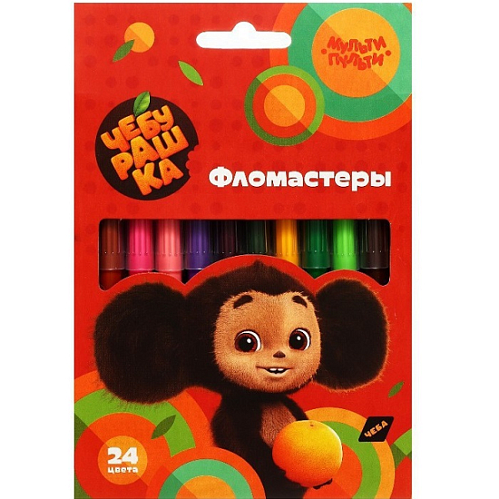 Фломастеры 24 цвета Мульти-Пульти "Чебурашка", смываемые, картонная упаковка, европодвес