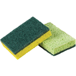 Губки бытовые LAIMA К1106, 20х95х65мм КОМПЛЕКТ 2шт ЦЕЛЛЮЛОЗНЫЕ (губчатые) с АБРАЗИВОМ, 605487