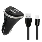Авто ЗУ 2USB 2.4A MORE CHOICE AC22a Black Type-C