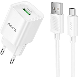 Сетевое ЗУ 1USB HOCO C145A белое Type-C