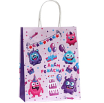 Пакет "С Днём Рождения" 27 х 22 х 11 см, 120 г/м²   10423901