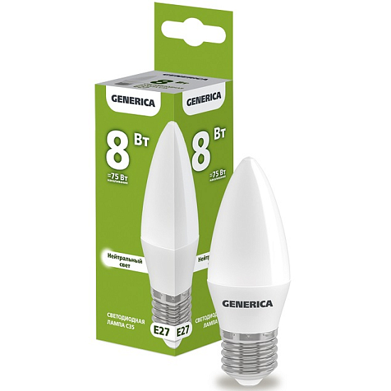Лампа светодиодная GENERICA C35 8W/4000К/E27