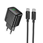 Сетевое ЗУ 1USB/1Type-C 3A HOCO CS25A чёрный, Type-C-Type-C, 20Вт
