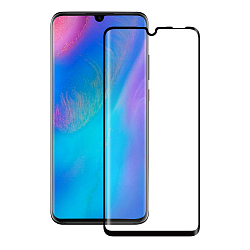 Противоударное стекло 9D NONAME для HUAWEI P30 Lite/Nova 4e, черное, полный клей, в техпаке