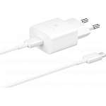 Сетевое ЗУ 1Type-C Samsung EP-T1510XWEGRU, белый, кабель Type-C <--> Type-C, 15W