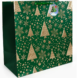 Пакет подарочный с шильдиком «Новогодний», 40×40×40 см, тиснение, конгрев, 3D-эффект