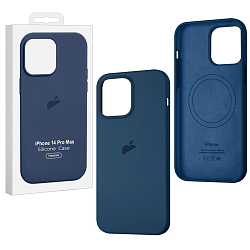 Силиконовый чехол SILICONE CASE для iPhone 14 Pro Max Stromblue (MagSafe + анимация NFC Clear) c LOGO