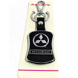Брелок с карабином MITSUBISHI хром-металл на коже