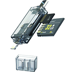 Картридер WALKER WCD-71 (SD/micro SD), Type-C-Lightning
