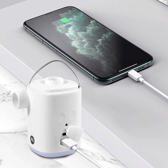 Насос электрический AVA, 3500 Па, 2000 мАч , с функциями фонарика и Power Bank (AVA-AIR-007) белый
