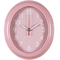 Часы настенные РУБИН "Легкость" овал 22,5х26,5см, корпус розовый (2623-011)