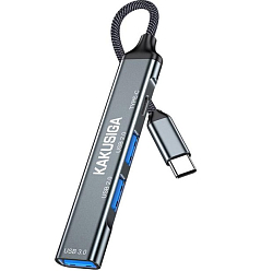 USB Type-C Хаб Kakusiga KSC-1417 серый 3USB / Type-C 0.06м