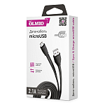 Кабель USB <--> microUSB  1.0м OLMIO плоский, черный