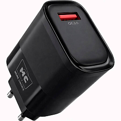 Сетевое ЗУ 1USB 3A MORE CHOICE NC09m Black, microUSB, 15W, QC3.0