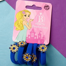 Резинка для волос "Цветочек" (набор 5 шт) синий   7862139