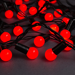 Гирлянда "Нить - с насадками" 10 м, «Шарики 1.5 см», свечение красное, 8 режимов, IP44