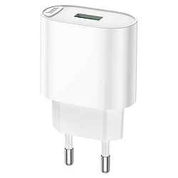 Сетевое ЗУ 1USB HOCO C109A, Fighter, белый, 18Вт, QC3.0