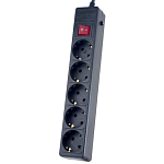 Сетевой фильтр  5.0м PERFEO POWER+ 5 розеток, черный (PF-PP-5/5,0-B)