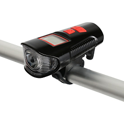 Фонарь велосипедный передний аккумуляторный, водонепроницаемый, 4 режима, сигнал, спидометр 10332235