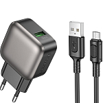 Сетевое ЗУ 1USB 3A BOROFONE BAS52A Black, 18W, microUSB