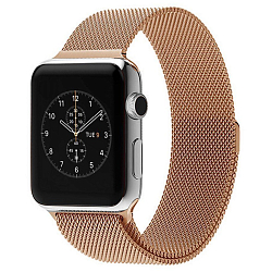 Металлический ремешок ZIBELINO Metal Milanese loop для Apple Watch 42/44mm (темно-золотистый)