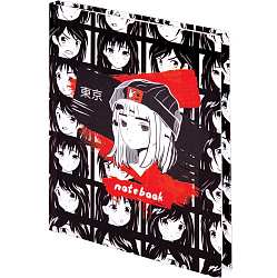Блокнот A6, 80л., МАЛЫЙ ФОРМАТ 110х147мм, твёрдый, клетка, STAFF, Аниме, 114436