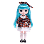 Кукла шарнирная «Амелия», 28 см, платье в клеточку 9895176