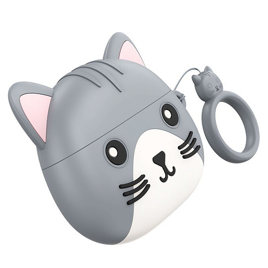 Наушники HOCO EW46 в чехле "Кот" серый