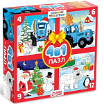 Набор пазлов 4 в 1 «Новогодние приключения Синего трактора» 7774665