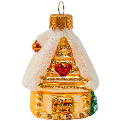 Ёлочное украшение "Домик с елочками" красный, в подарочной упаковке h-9см, ФУ-411/1