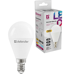 Лампа светодиодная DEFENDER P45 12W/830/E14 шар, теплый белый