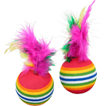 Набор из 2 игрушек "Полосатые шарики с перьями", диаметр шара 3,8 см, микс цветов   5090619