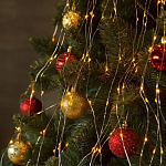 Гирлянда "Нить - Роса" 100 м, свет теплый, провод серебро, с пультом от сети, 8 режимов