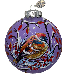 Шар "Воробей зимний", 80 мм., в подарочной упаковке, КУ-80-244035