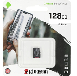 Micro SD 128Gb Kingston Class 10 Canvas Select Plus A1 U1 V10 (150 Mb/s)