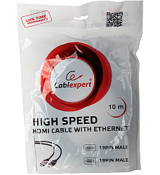 Кабель HDMI <--> HDMI 10.0м GEMBIRD/CABLEXPERT CC-HDMI4-10M, ver.2.0, черный, пакет