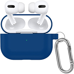 Силиконовый чехол SILICONE CASE для AirPods PRO 2 с карабином  02 темно-синий