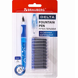 Ручка перьевая с 10 сменными картриджами BRAUBERG "DELTA" иридий 143954
