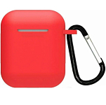 Силиконовый чехол SILICONE CASE для Airpods 1/2, №10_красный , с карабином