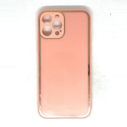 Задняя накладка AKSS для iPhone 12 Pro Max (6.7), розовый, имитация стекла с защитой камеры