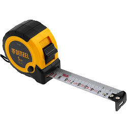 Рулетка  5м х 25мм DENZEL 31543, двухкомп. корпус, кнопка-пауза