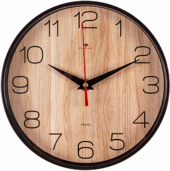 Часы настенные РУБИН "Текстура дерева", корпус черный, круг d=19,5см (2019-002)