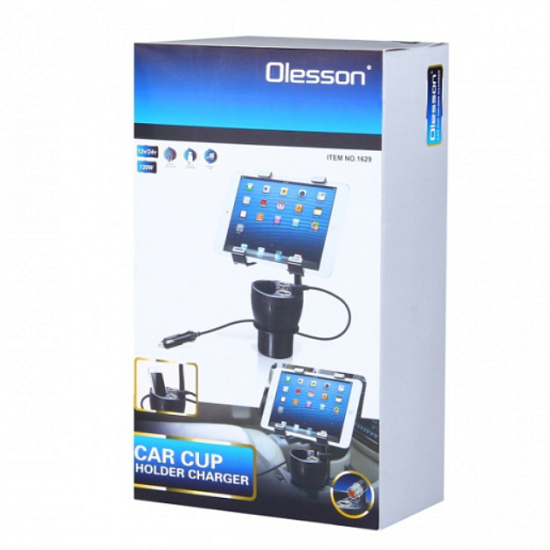 Разветвитель прикуривателя OLESSON 1629 (2выхода+ 2USB) (3,1A) чёрный