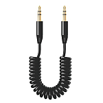 Кабель Jack 3.5 <--> Jack 3.5  1.2м DEPPA пружинка чёрный (72155)