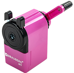 Точилка механическая BRAUBERG JET, металлический механизм, корпус розовый, 229568